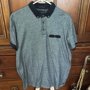 Men’s Denim & Flower Polo Shirt Classic Short-Sleeve Design size small